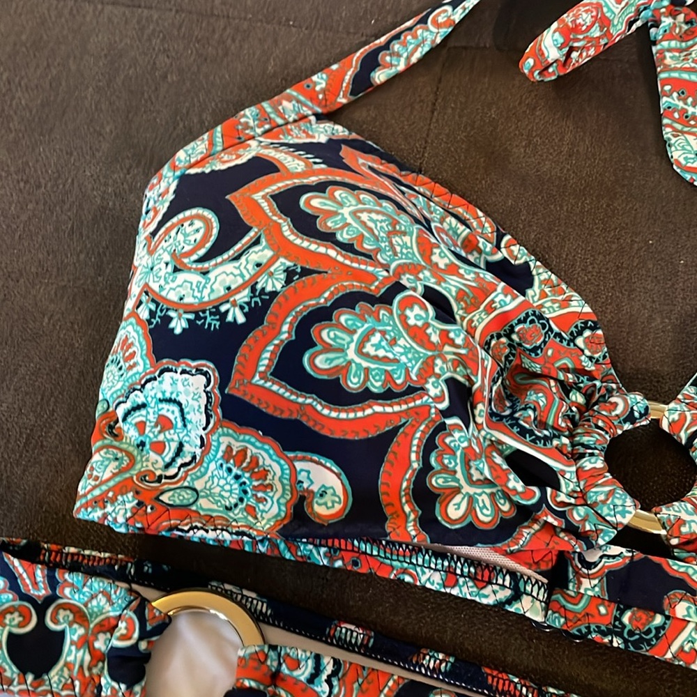 LANDS’ END SIZE 8 Paisley Two Piece Swimsuit - Picture 2 of 7